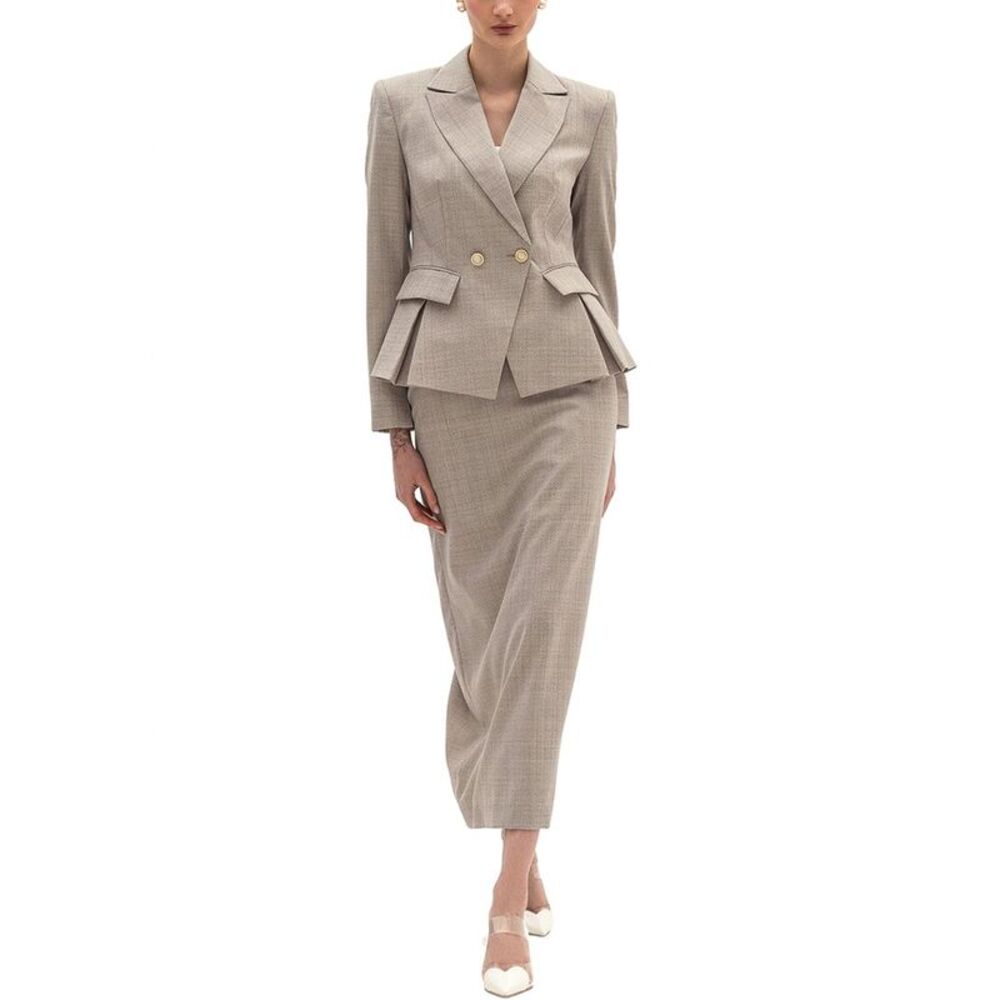 Bgl Womens  2Pc Wool Jacket & Skirt Set, Beige